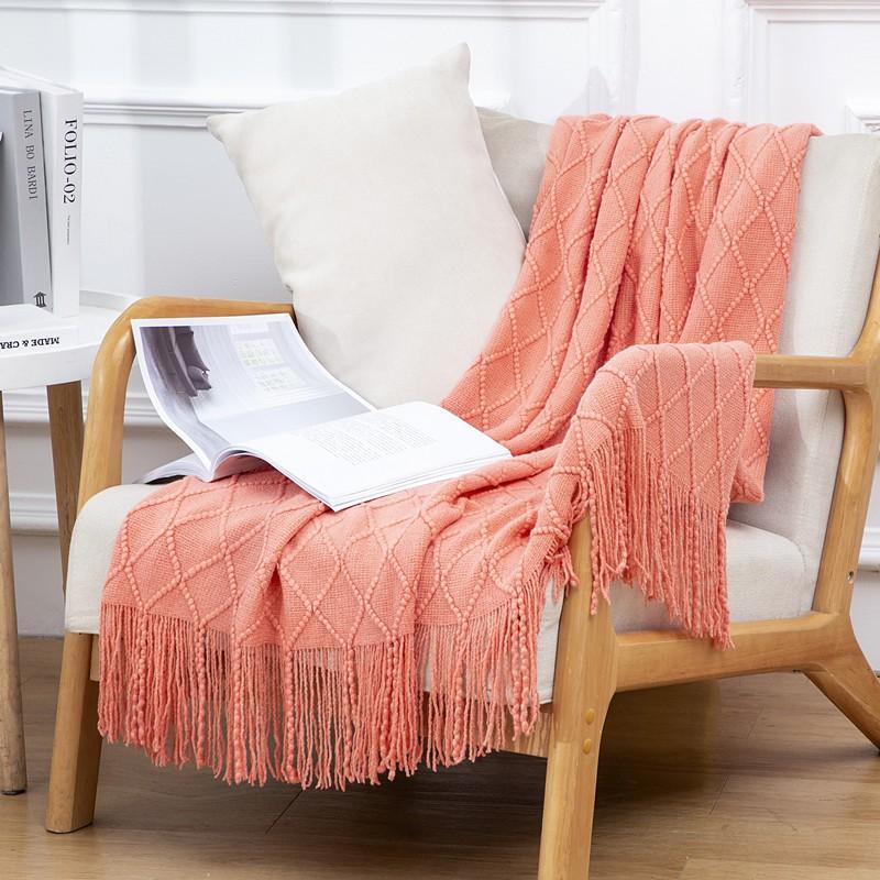 Nordic Style Knitted Throw Blanket Sofa Bed Office Nap Lightweight Acrylic Warm Cover 130x180cm 130x230cm