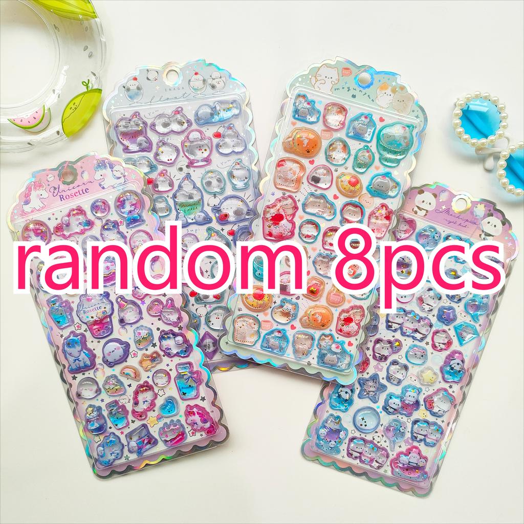 3D Animal Gem Relief Stickers Cute Cat Panda Candy Color Transparent DIY Decor for Laptop Phone Notebook Kids Girls Gift Toys