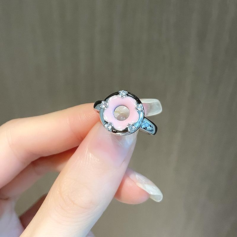 Butterfly Donut Bow Pink Open Ring Personalized Light Luxury Niche Design Cold Wind Index Finger Ring
