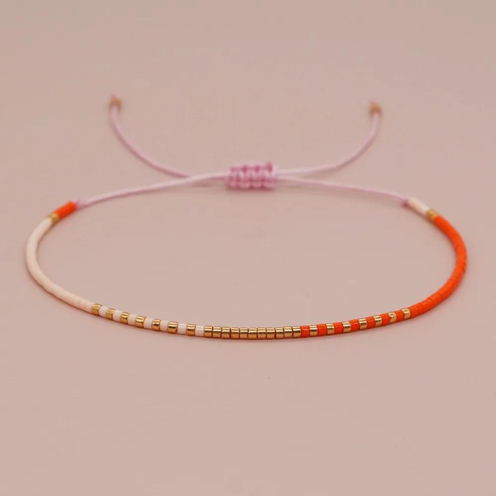 2026 New Boho Colorful Acrylic Bead Thin Chains Couple Bracelet for Women Luxury Handmade Small Ball Bangle Jewelry Accessories