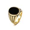 Trendy Retro Black Gemstone Titanium Steel Ring Men's Niche High-end Cold Wind Ring Hand Jewelry