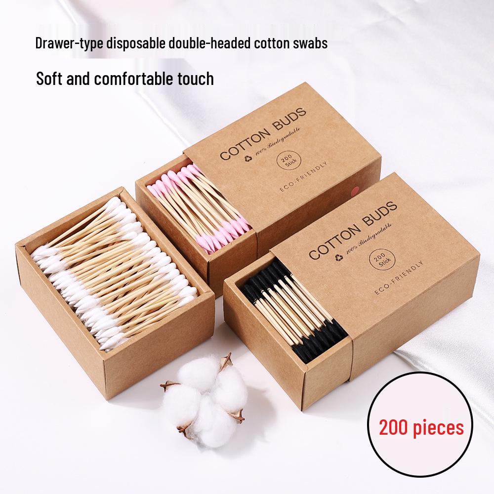 Drawer-style Double-Ended Cotton Swabs: Crafted from premium, eco-friendly cotton, these disposable swabs offer natural cleanliness.
