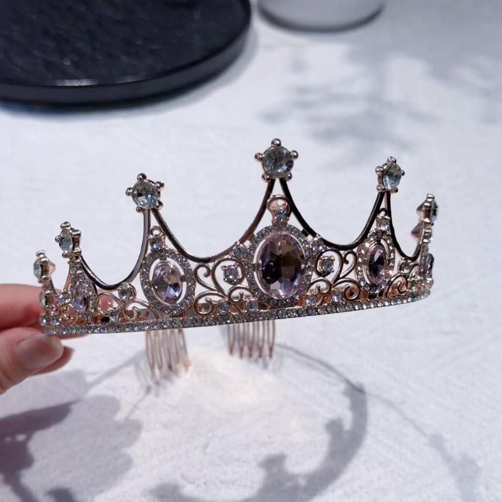 Bride's Crown Headwear European and American Crystal Baroque Wedding Dress Accessories Crown Piecing Together Children's Birthday Hair Band