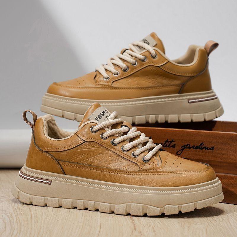 

Мужская обувь 2025 новая осенняя низкая обувь для скейтборда мужская кожаная поверхность повседневная универсальная спортивная толстая подошва износостойкая рабочая модная обувь 39