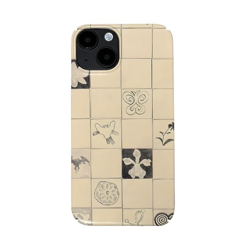 

Yellow Grid Illustration Art Phone Case for iPhone 17 16 15 14 13 12 11 Pro Max X XS XR Plus Air Glossy Film Hard PC Cover iPhone 17 Pro