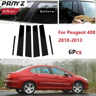 Nové dodání 6ks leštěné sloupky sloupků vhodné pro Peugeot 408 2010-2013 Kryt okenního obložení BC sloupek