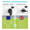 EU To UK Plug Adapter Travel Power Converter 2 Pin To 3 Pin UK Socket 250V 13A Fused Safe Charging for European Devices In Britain