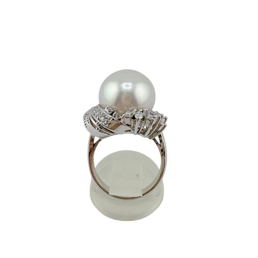 South Sea Pearl White Butterfly Farming Ring Pearl Silverx Pink Women XQ8194 Used