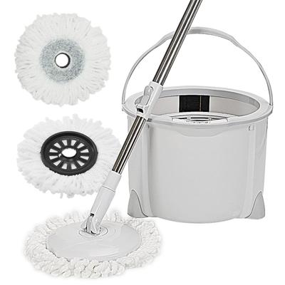 Eyliden Rotierender Bodenwischer mit Rotierendem Grauen Wischmopp 2 Ersatz Eimer Einzeln Trocken Nass Schonend auf Verstellbarem Reinigungsmopp Mopp, Wischer, Mopp, Auswringer, Set,