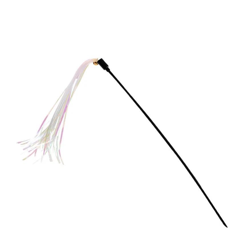 

Игрушка для кошки - это красочная семицветная игрушка-палочка с шуршащей бумагой и звучащим колокольчиком