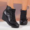 Fashion Women's Retro Platform Wedge Heel Ankle Boots Autumn Winter Cross Strap Casual Shoes Woman Plus Size Pu Leather High Heel Boots