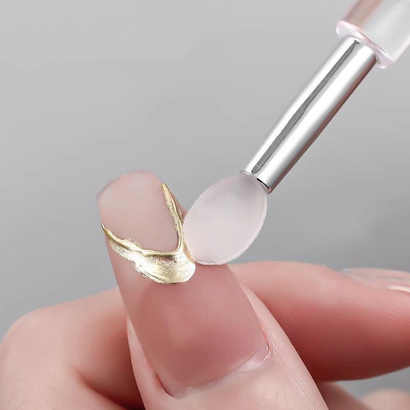 5-50pcs Transparent Silicone Nail Art Applicator Sticks Easy-Daub Pigment Brushes Glitter Powder Chrome Pigment Makeup Brush