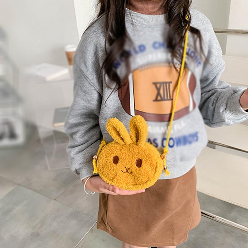 Children's Cute Plush Bunny Bag Girls Waist Bag Gradient Color Chest Bags Autumn winter Child Waist Belt Bag Cartoons Purse