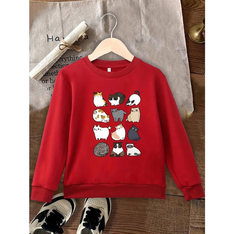 European Sizes Autumn/Winter Kids' Casual Crew Neck Sweatshirt, Fashionable, Comfortable, and Warm, with Fun and Print
