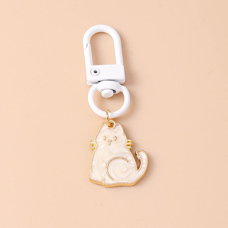 Cute Enamel Cat Key Chain Cartoon Animal Key Ring Pendants Key Holder Women Girls Handbag Accessories Jewelry Gifts