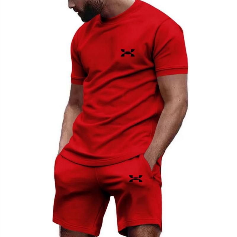 Men's Sportswear Short Sleeved T-shirt and Sports Shorts Summer Casual Jogging Pants Set Men's Two-piece Set