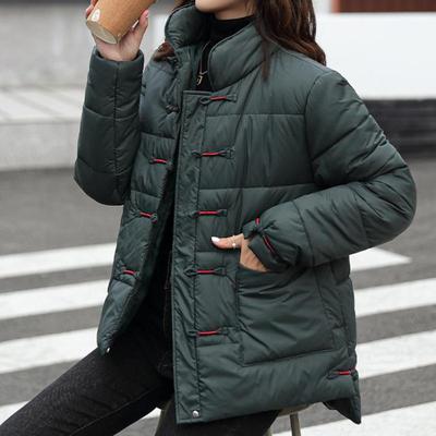 Herbst Chinesischen Stil Literarischen Vintage Baumwolle Gefütterte Parka Winter frauen Mantel Für Mutter Zweireiher Kleidung