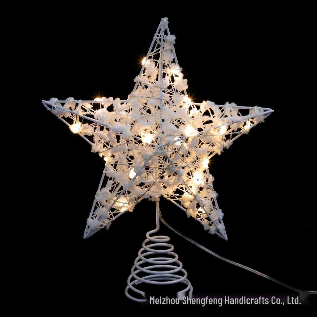 Wrought Iron Luminous Glitter Treetop Star Christmas Decoration