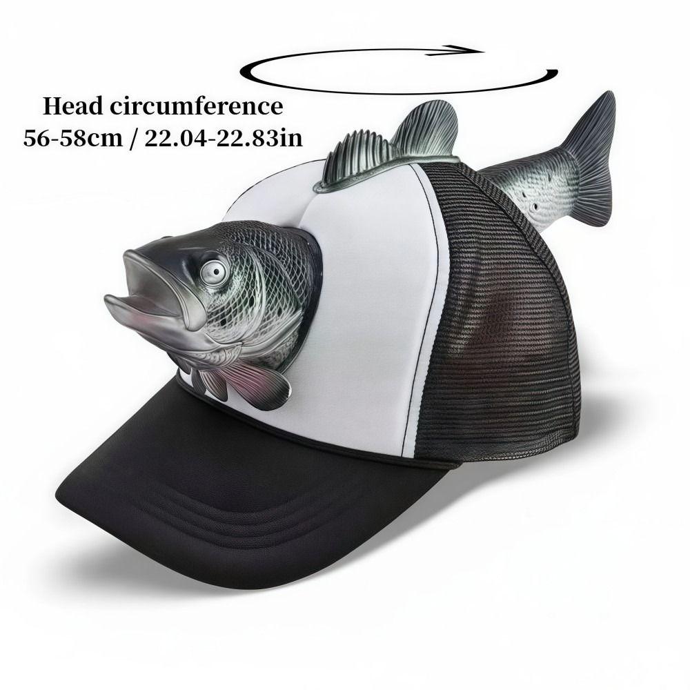 Funny 3D Fish Animal Trucker Hat Adjustable Fit One Size Novelty Fishing Hat Mesh Breathable Baseball Cap For Men Women