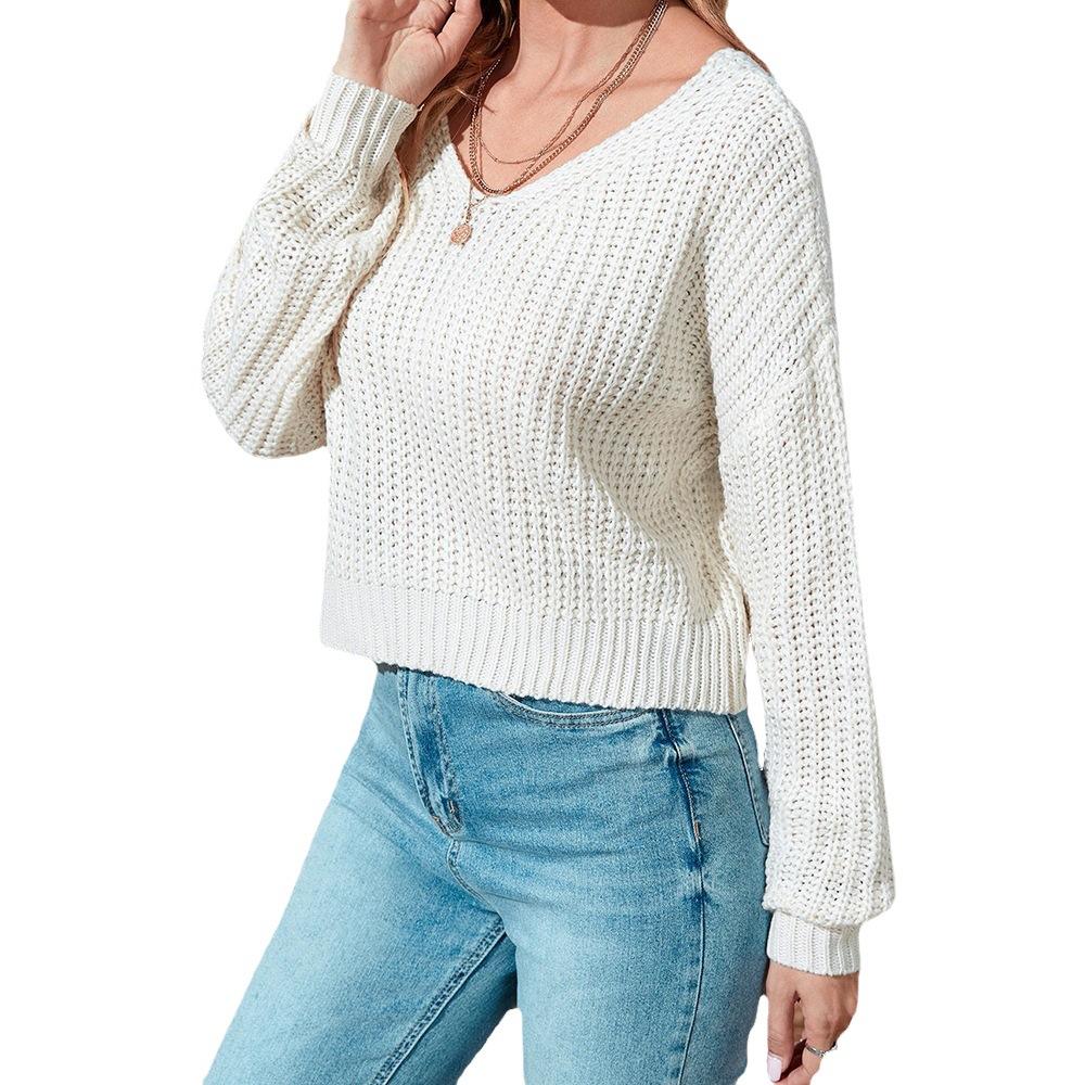 Women's Early Autumn Mesh Sheer Knitted Off Shoulder Base Layer Sweater Women's Top Long Sleeve Luxurious Relaxed-fit Slimming and Versatile Top