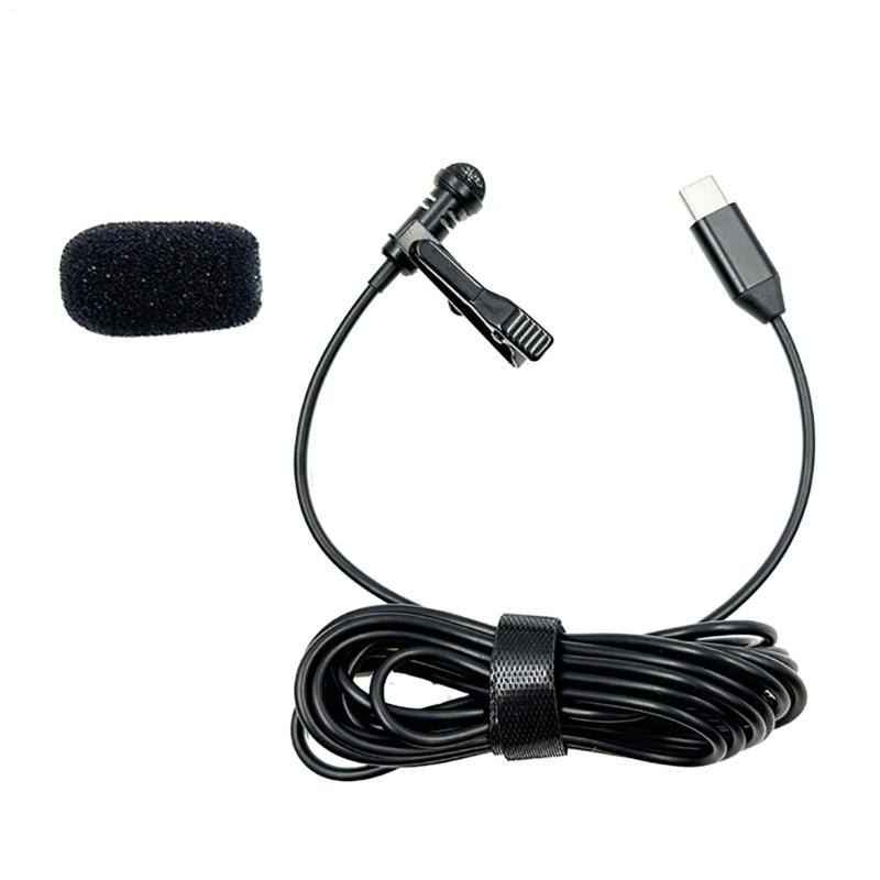 Professional Type C Microphone Clear Sound Mic Plug & Plays Lapel Mic High Sensitivity for Interviews & Voice Recording