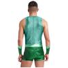 Men Sleeveless Fish Scales Print Bodysuit Sea King Sea God Halloween Cosplay Arm Sleeves Costume
