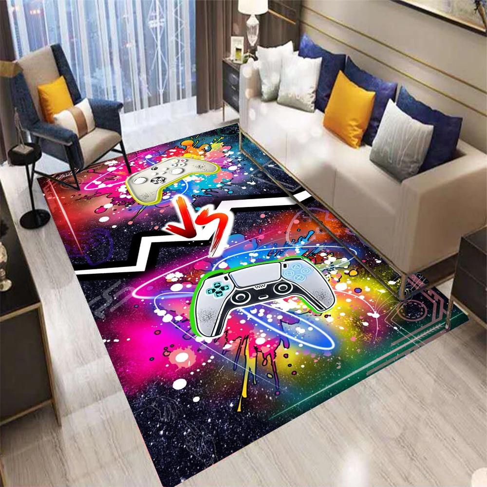 3D Abstraktní Moderní Koberec s Gamepadem, Koberec pro Obývací Pokoj Ložnici Pohovku Dekorace Vstupní Rohožka, Dětská Hra Protiskluzová Podložka na Podlahu