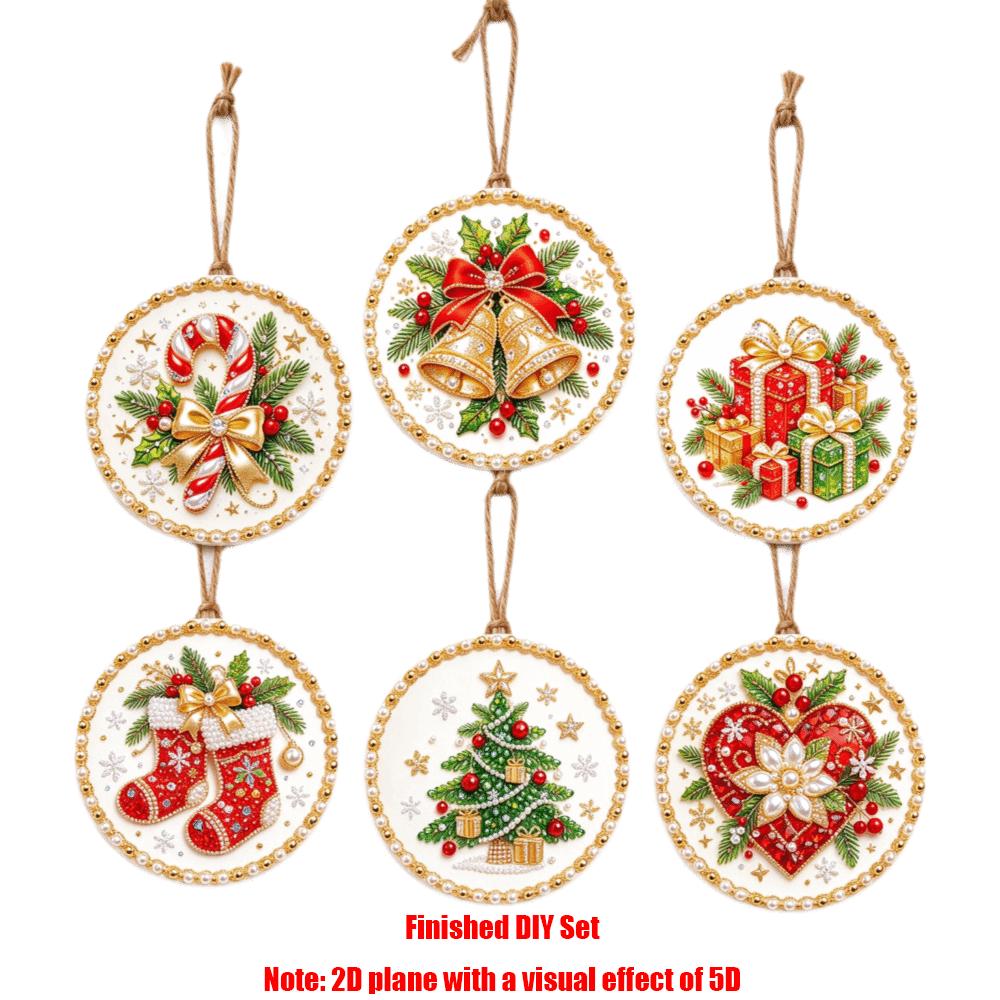 6Pcs Wooden Base DIY Christmas Painting Kit Art Xmas Hanging Decor Wall Decoration