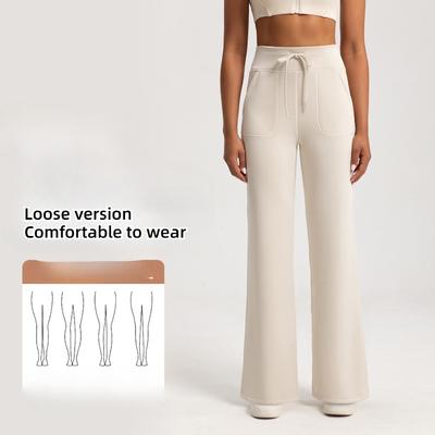 Sandwaschung Air Layer Locker Gerade Hose Damen Modal Hohe Taille Nackt Sport Yoga Hose