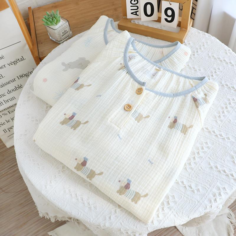 Pigiama in puro cotone da donna estivo, garza doppia a strati in puro cotone, indossabile in casa, a maniche corte, nuovo abbigliamento da casa da donna, gonna