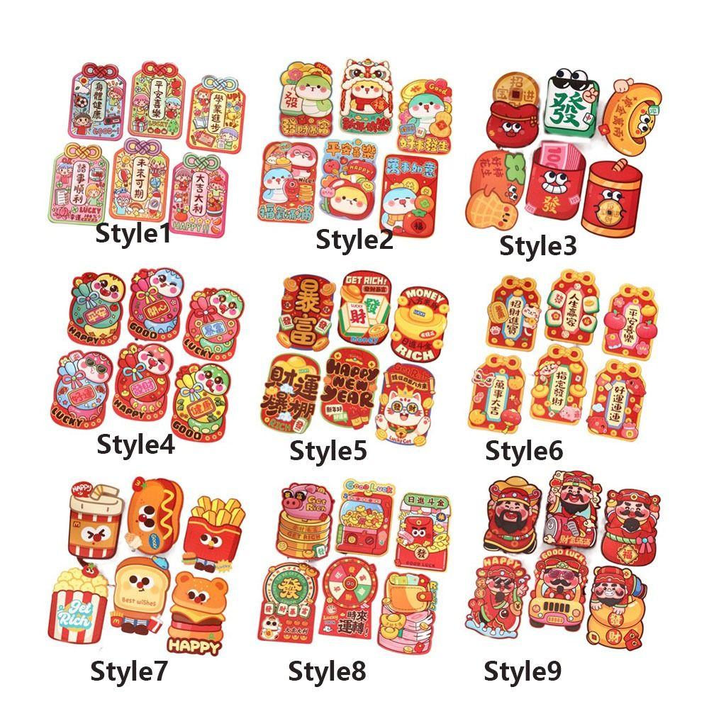 6PCS Cartoon Lucky Snake Year Red Envelope Blessing Best Wishes New Year Money Envelope Paper 3D 2025 Hong Bao Spring Festival