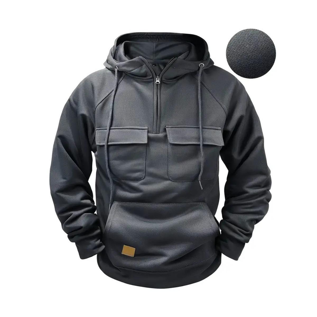 

Весенне-осеннее мужское худи с капюшоном однотонное, молодежная спортивная рабочая одежда, модная брендовая куртка-худи XXL темно-серого