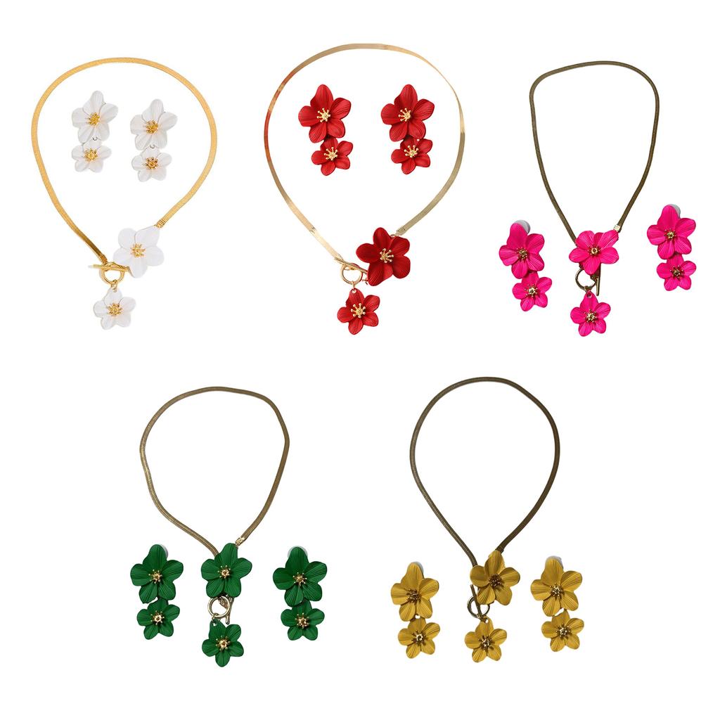 Elegant Floral Jewelry Set For Women Elegant Spring Summer Vacation Beach Essentials Alloy Lightweight Design