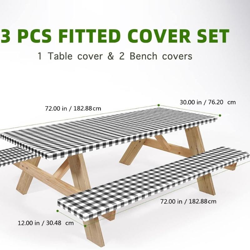 Elastic Table Protectors Outdoor Camping Picnic Rectangular Table Benches Cover Windproof Waterproofie Design