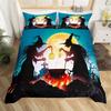 Kids Pumpkin Lantern Duvet Cover Set Twin King Halloween Bedding Set Microfiber Witch Mystery Graveyard Printt Comforter Cover