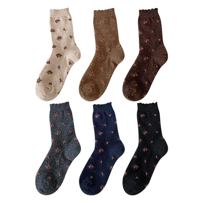 Fall/Winter Printed Wool Mid-Calf Women's Socks - Versatile Women's Warm Layered Socks