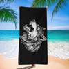 1pc Microfiber Large Beach Towel with Wolf Design - Extra Absorbent, Quick-Drying, Lightweight & Compact for Travel, Swimming