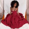 Summer skirt new retro long dress court style dopamine wear suspender dress women