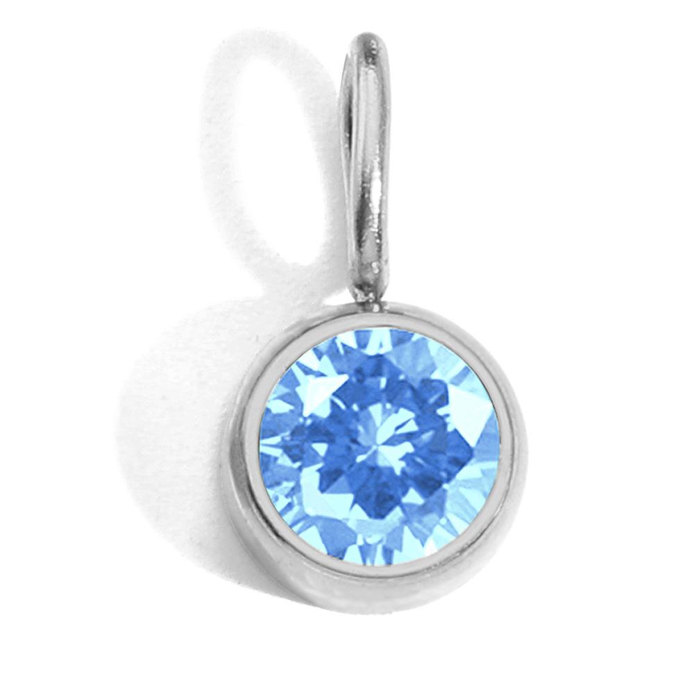 CARLIDANA Waterproof 12 Month Crystal Birthstone 14K Gold Plated Stainless Steel 8MM Birthstone Bezel Pendant DIY Charm