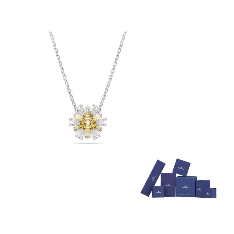 Swarovski Idyllia Blume Anhänger Zirkonia Rhodinierte Halskette Damen Halskette Silber 5679939 Box (Random Color) white