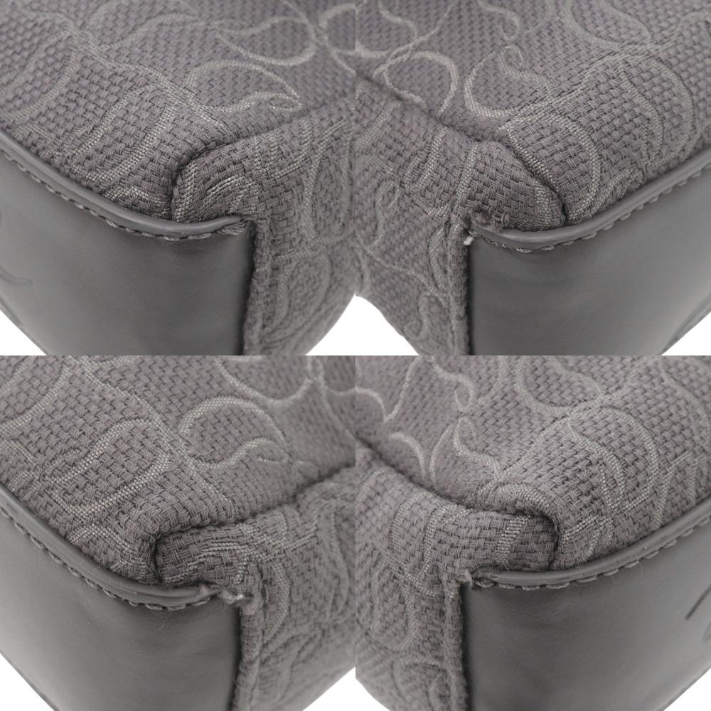 Used AUTHENTIC Christian Louboutin ZIP N FLAP Shoulder Bag gray Canvas/Leather