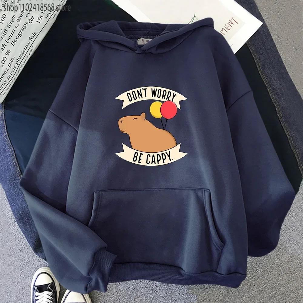 Cartoon Animals Capybara Hoodie Don't Worry Be Cappy Letter Print Sweatshirt Unisex Fashion Hoodies Funny Graphic Tops