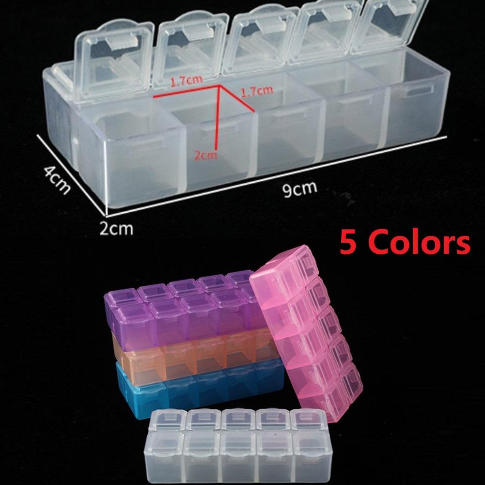 Versatile 10 Grids Plastic Storage Box for Makeup Pills and Small Parts
