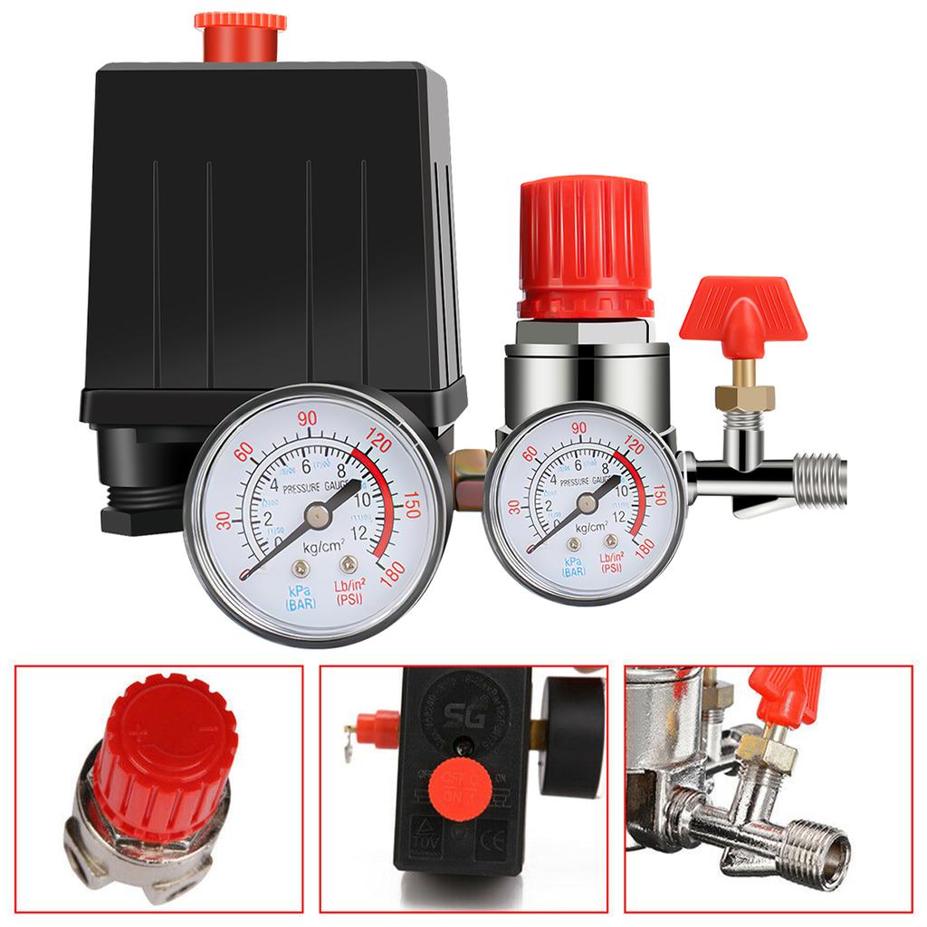 90-120 PSI Luftkompressor Druckschalter Ventil Steuerverteiler Regler Manometer Sicherheitsventil 1/4" BSP Luftkompressor Teile