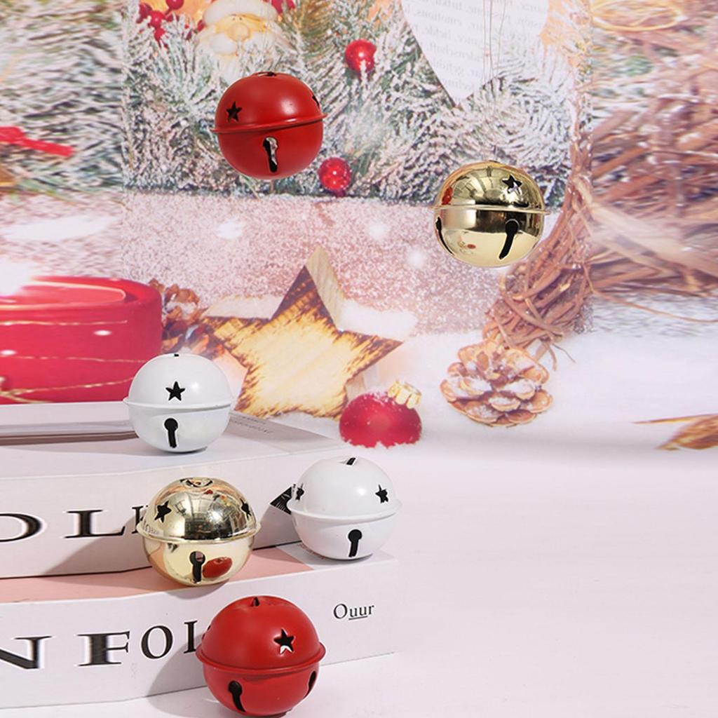 5 Pcs Silver Gold Jingle Bells Pendants Hanging Christmas Tree Ornaments Christmas Decorations Party DIY Crafts Accessories