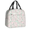 Custom Purple Flower Toile De Jouy Inspired Pattern Insulated Lunch Tote Bag for Women Portable Cooler Thermal Food Lunch Box