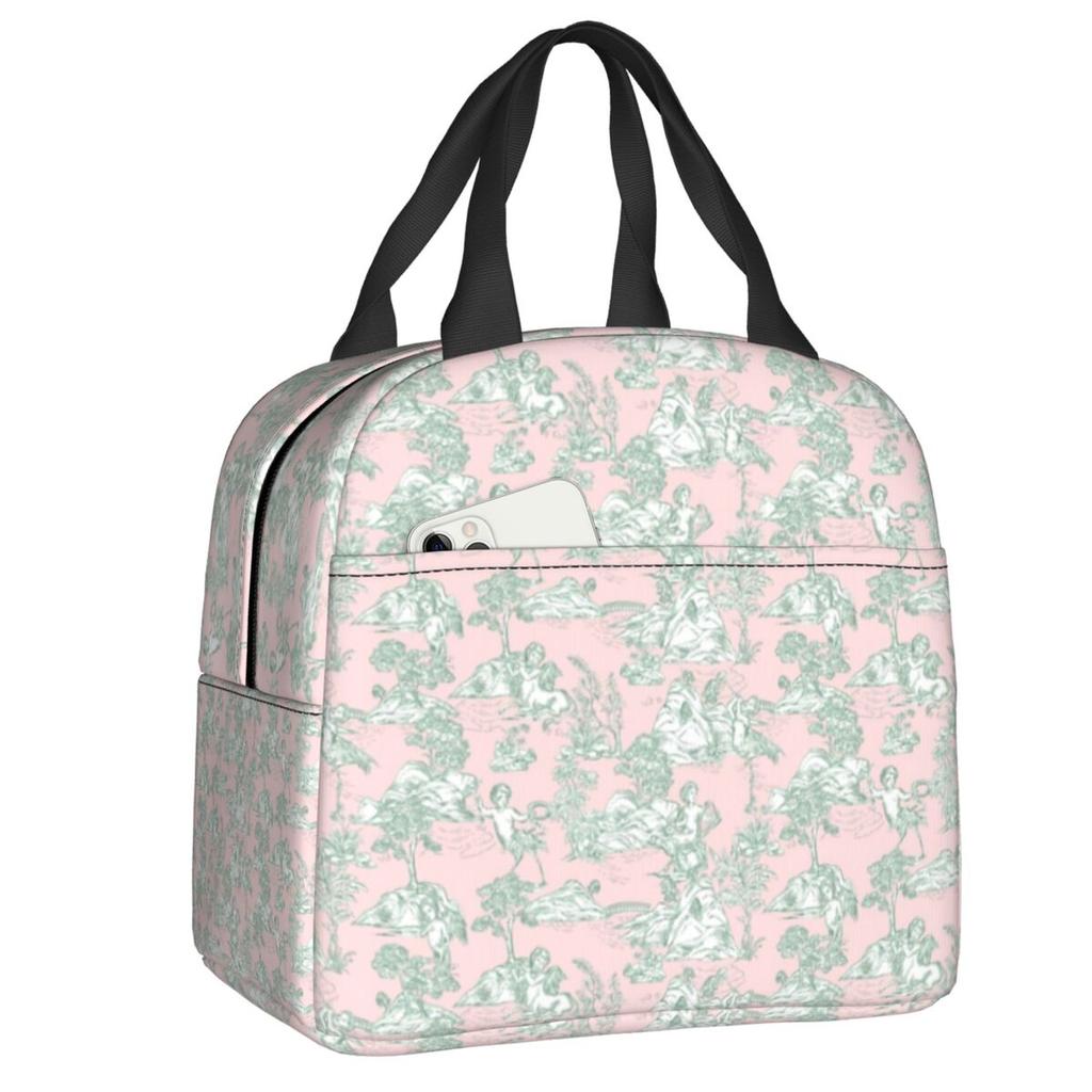 Custom Purple Flower Toile De Jouy Inspired Pattern Insulated Lunch Tote Bag for Women Portable Cooler Thermal Food Lunch Box