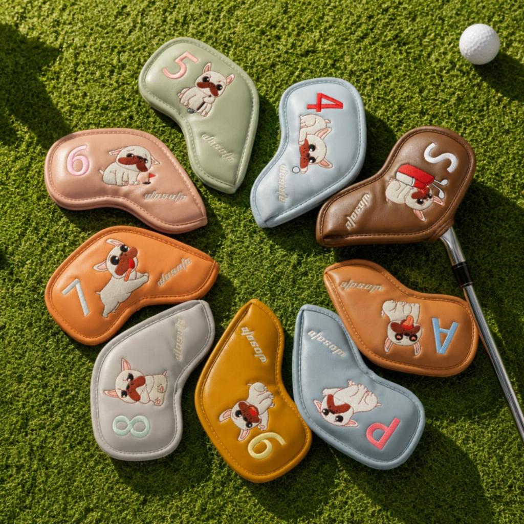 9 Pieces Golf Iron Headcover Set Snug-Fit Sporting Goods Wipe-Clean for Travel