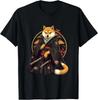T-shirt Divertente Arte Giapponese Ukiyo-e Anime Katana Shiba Inu Giapponese