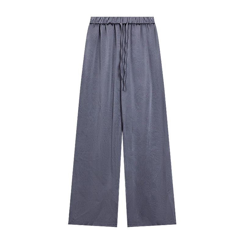 Pink Acetate Casual High Waist Mop Trousers Satin